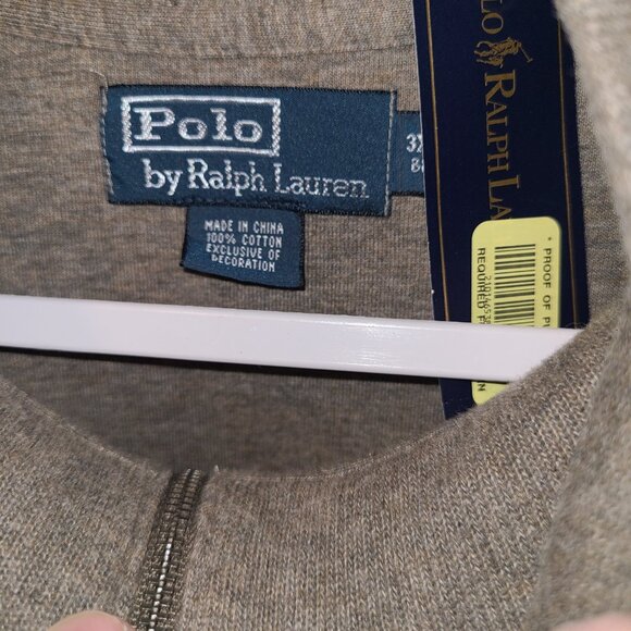Ralph Lauren Blue Label Big 3XB Men's Pullover 1/4 Zip Sweater Taupe NWT $110 - Picture 4 of 6